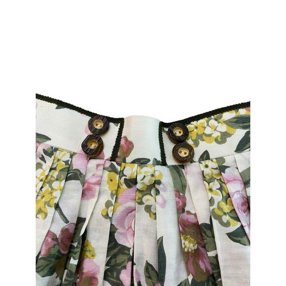 Trachtenmoden Alpentraum cotton and linen Floral Print A Line Skirt Size small - Picture 3 of 6